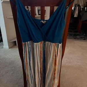 NWOT XL Spaghetti Strap Blue and Multi Color Dress